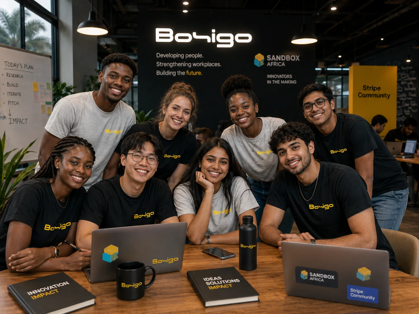 Bosigo programme participants collaborating in a professional workspace